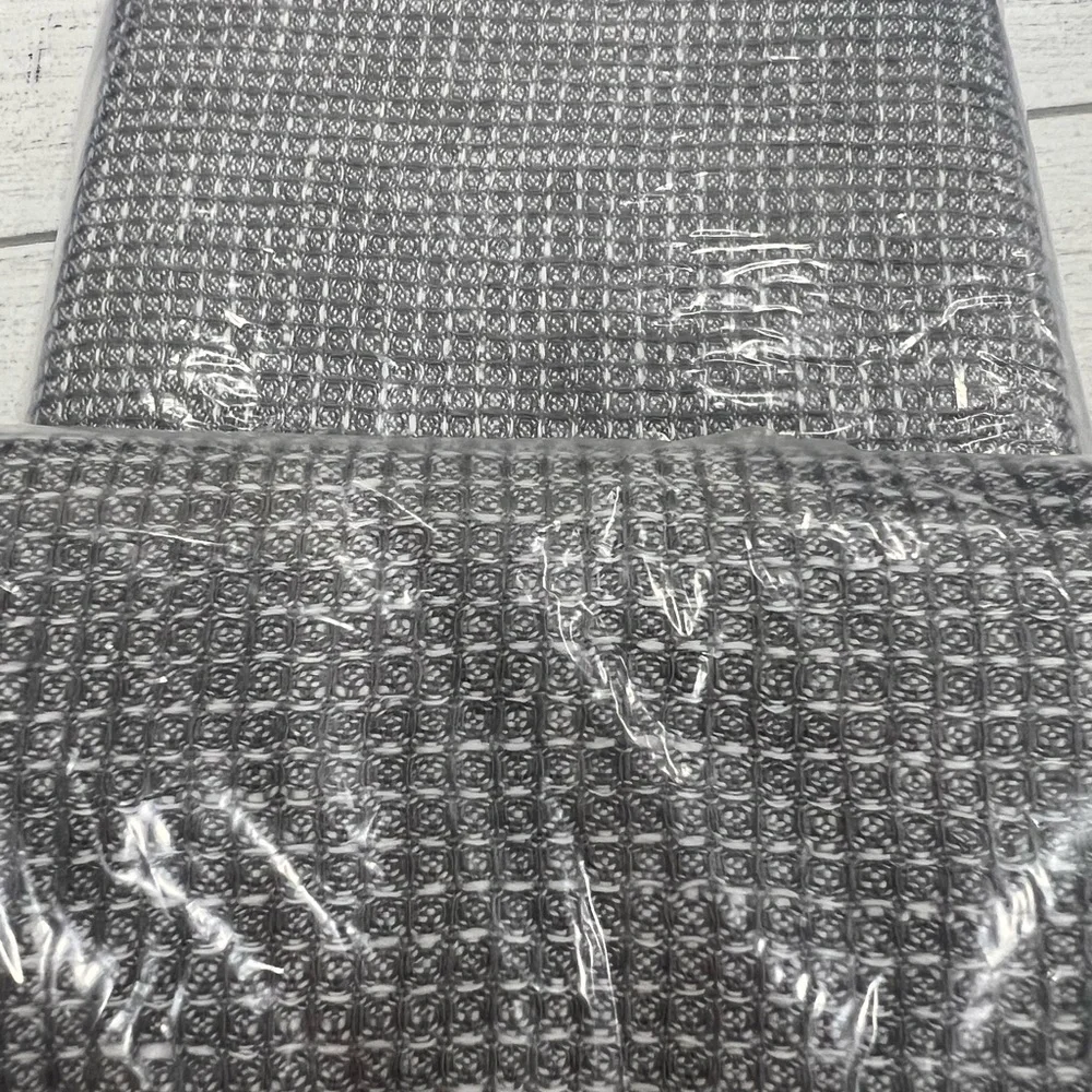 New Set 2 Pottery Barn Belgian Flax Linen Waffle Weave Standard Sham Covers Grey